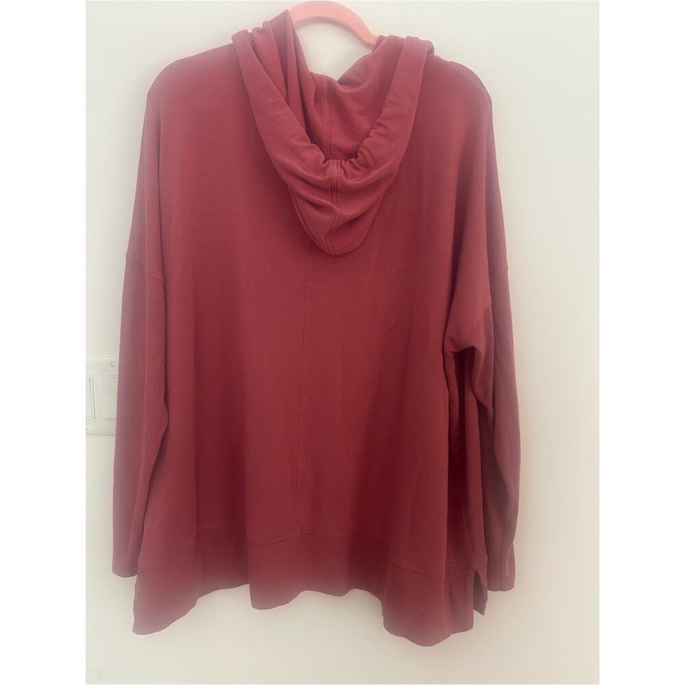 Lou & Grey XL Hooded V-Neck Tunic Sweatshirt Dusty Rose Oversized Soft - Picture 3 of 7